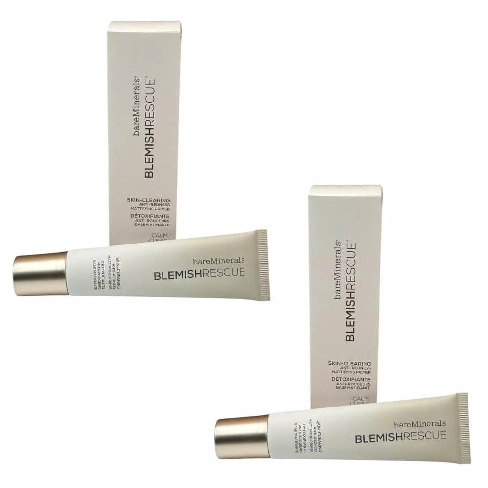 BAREMINERALS Blemish Rescue Anti Redness Mattifying‎ Primer Made in USA LOT OF 2